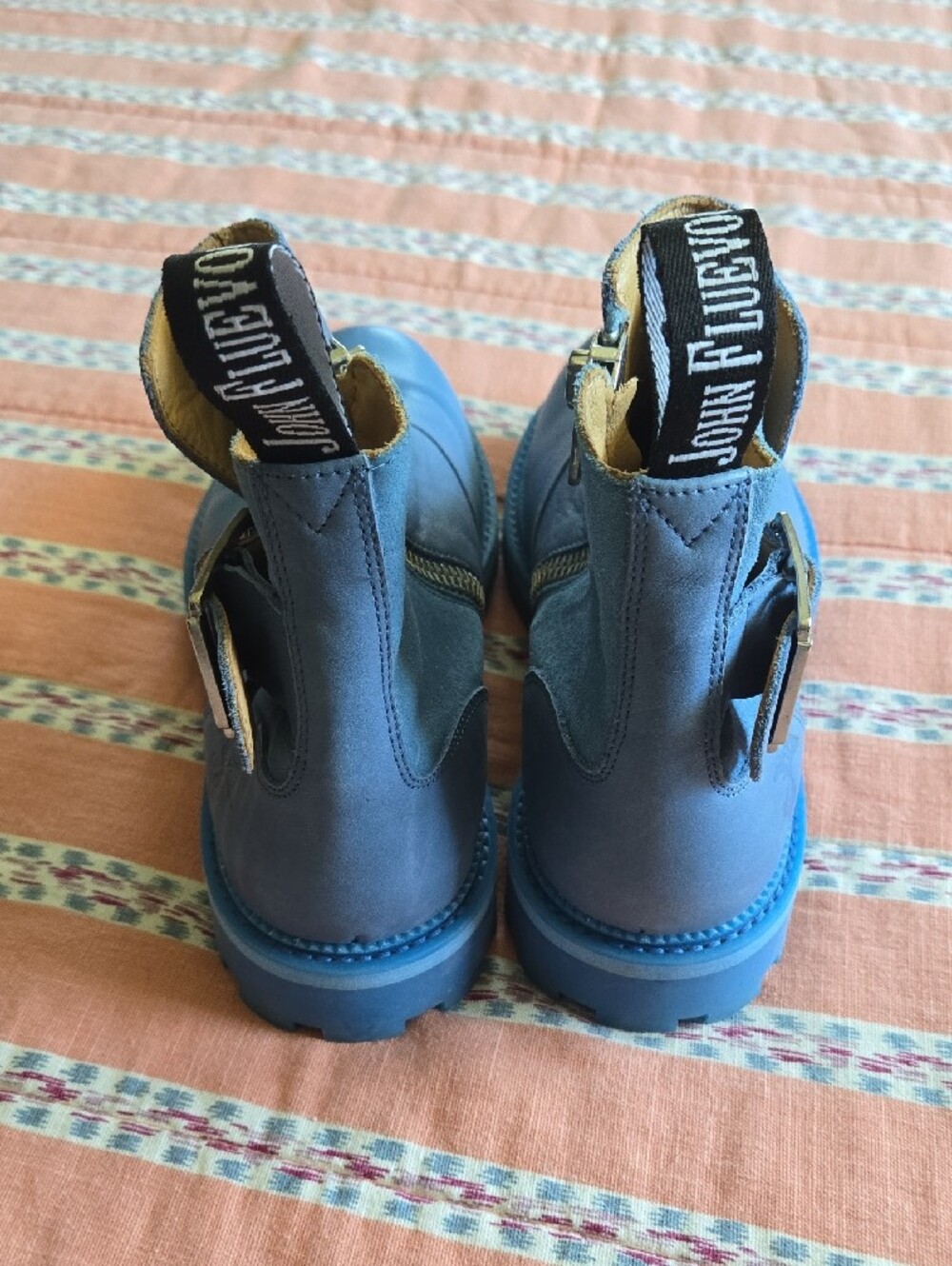 John Fluevog No. 30 Buckled Angel Boots In Blue - Picture 3 of 9